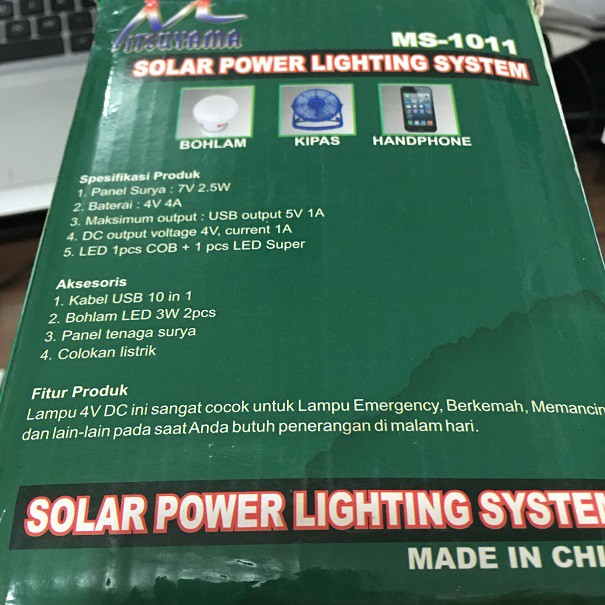 Solar Power Lighting System Mitsuyama MS1011 Senter Emergency Lampu Tenaga Solar