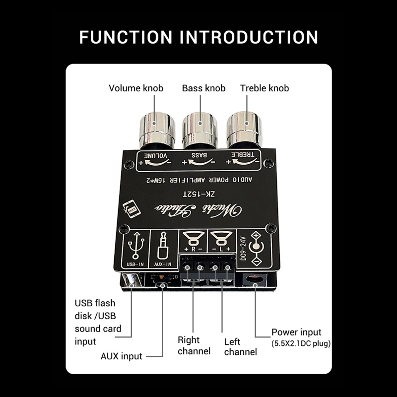 Btsg Amplifier Stereo Kompatibel Bluetooth Praktis ZK-152T Untuk DC Digital Power Amplifier Papan Stereo Untuk DIY Speak