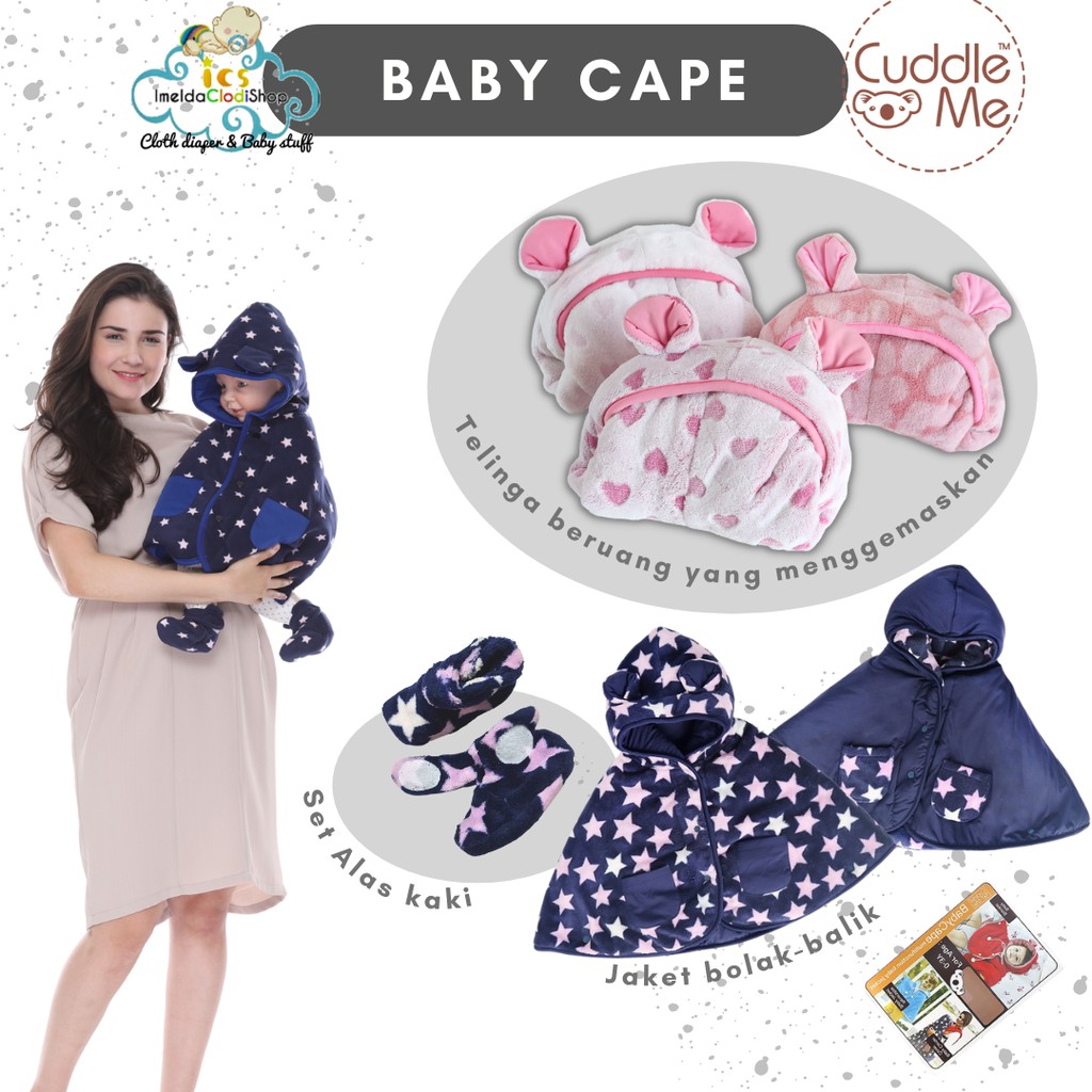 Baby cape cuddle me jaket bayi bolak balik babycape set fitted booties 0-3 tahun