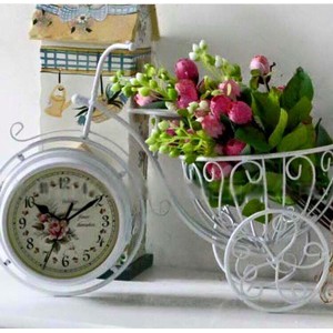 PAJANGAN SEPEDA DENGAN JAM & KERANJANG BUNGA QUALITY PREMIUM