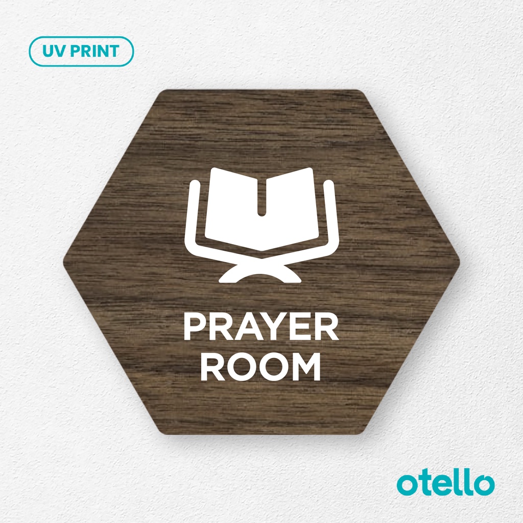 Signage Prayer Room Sign Board Kayu Wood Papan Ruang Doa Nama Ruangan Label Sticker Wall Decor Hiasan Dinding Pintu