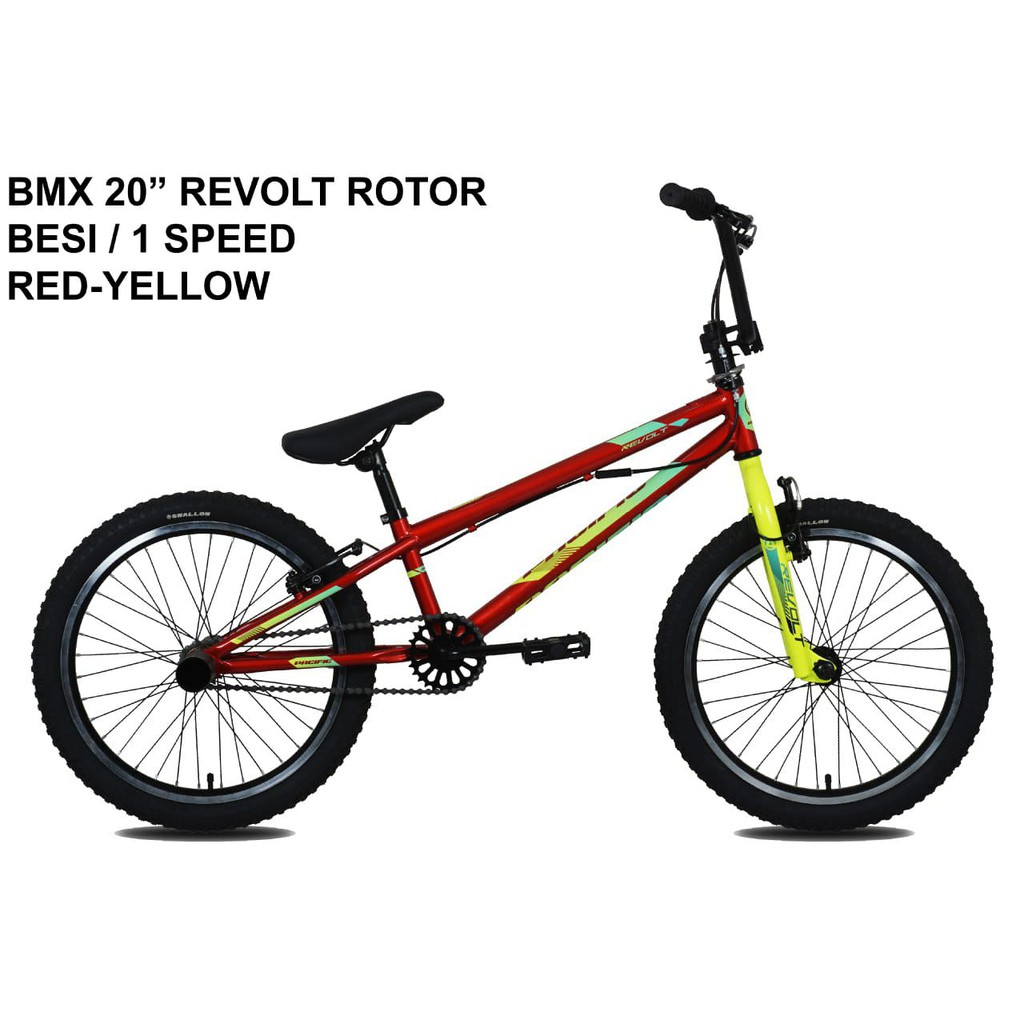 SEPEDA BMX PACIFIC - Revolt Rotor Besi 20 inch 1 Speed -> warna: RED-YELLOW