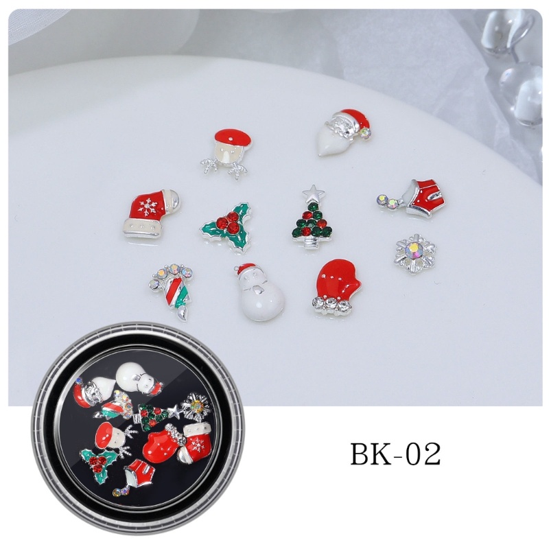 Zzz 1 Kantong Hiasan Kuku Bentuk Santa Claus / Rusa / Snowman Bahan Alloy Untuk Nail Art