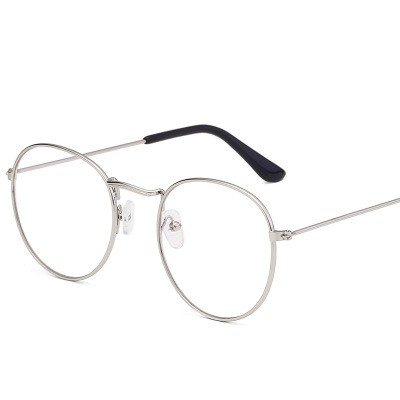 Kacamata Bulat Oval Retro Model Korea Pria Wanita / Kaca Mata Classic Import / TS-16-Silver