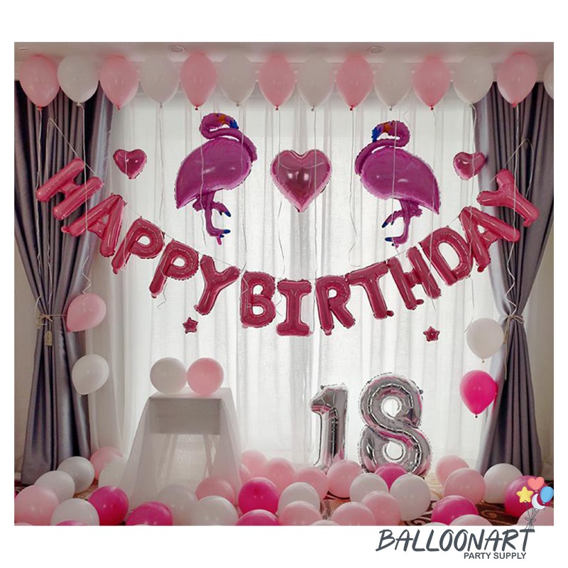 FLAMINGGO PINK DEKORASI SET/DEKORASI ULANG TAHUN/BALON FOIL