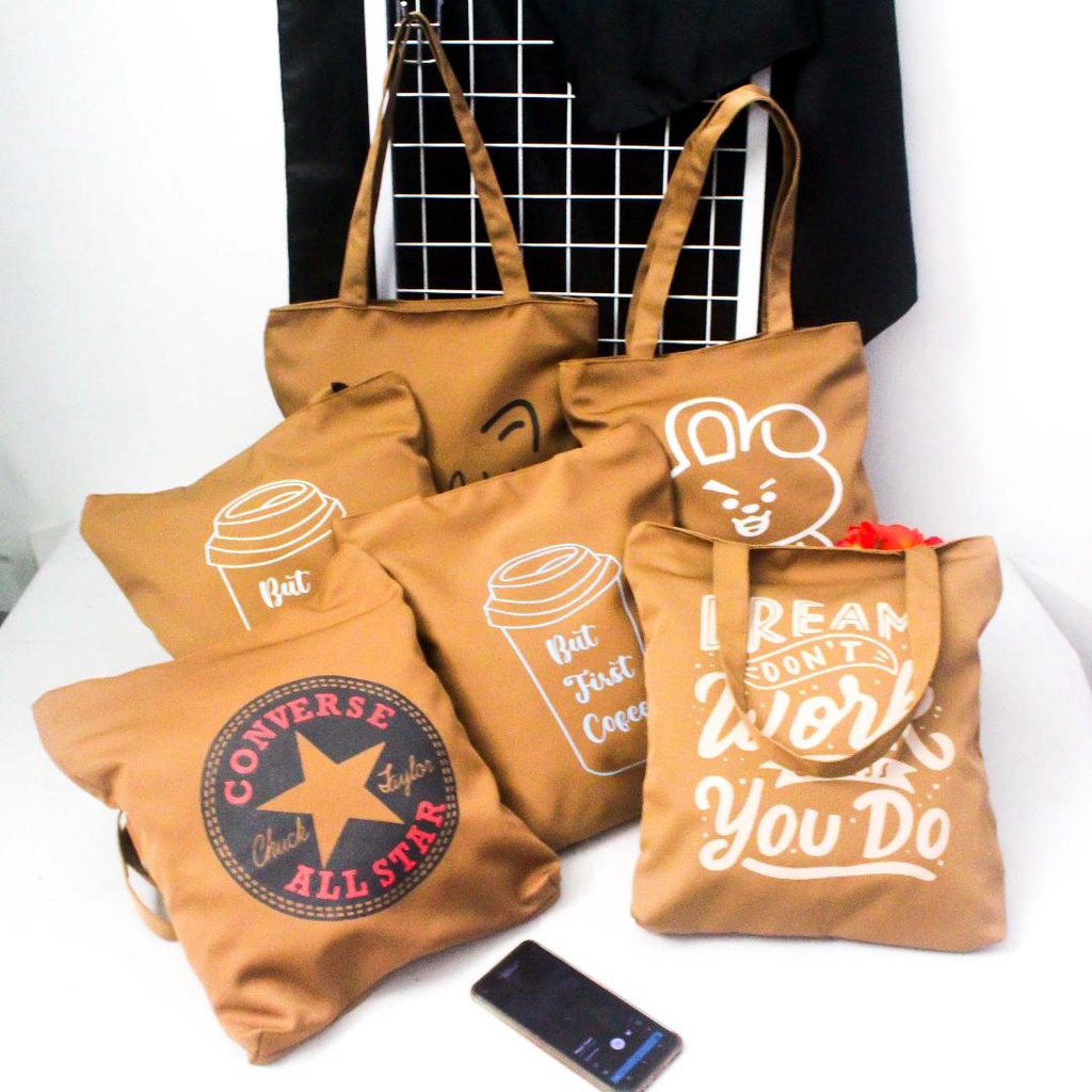 Totebag Resleting Totebag Kanvas Tebal Murah Tas Tote Bag Cewek Motif Tas Kuliah Tas Anak Muda Totebag Murah