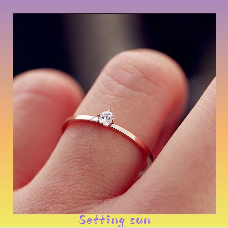 1 Pc Cincin Berlian Korea Mawar Emas Empat Cabang Baja Titanium Cincin Perhiasan Wanita TN