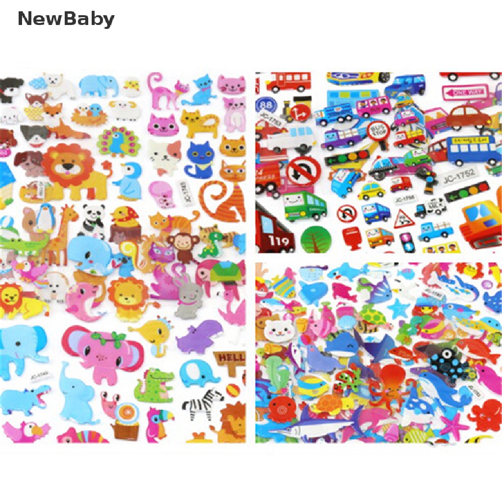 5 Lembar Stiker Bubble Puffy Motif Kartun Lucu Untuk Scrapbookhadiah Anak