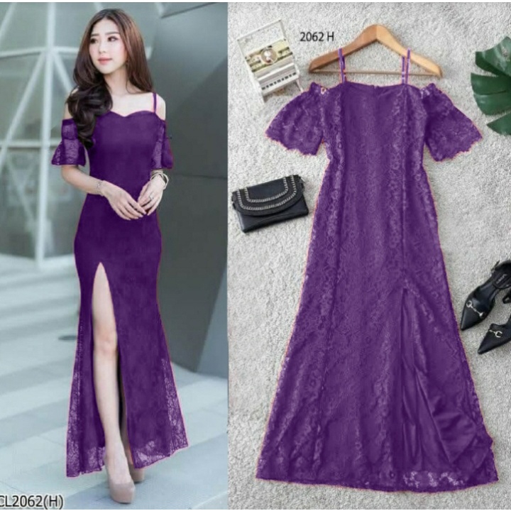 [ MOCIIESHOP ] longdress brukat / bronia / hn / long dress korea / dres wanita / dress sabrina / lon