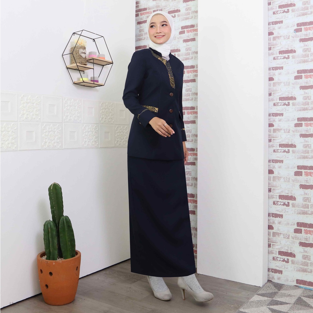 BLAZER WANITA B&amp;V  LYNELLE / Seragam PNS / Baju PDH PNS Wanita / Baju Dinas Pemda Wanita / Baju Khaki PNS Wanita / Seragam ASN Wanita / Baju Guru Wanita - 7011 NAVY / DONGKER