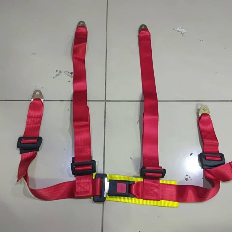 tali sabuk pengaman seatbelt safetybelt JOK racing MOBIL balap 4 titik warna merah biru hitam RACING