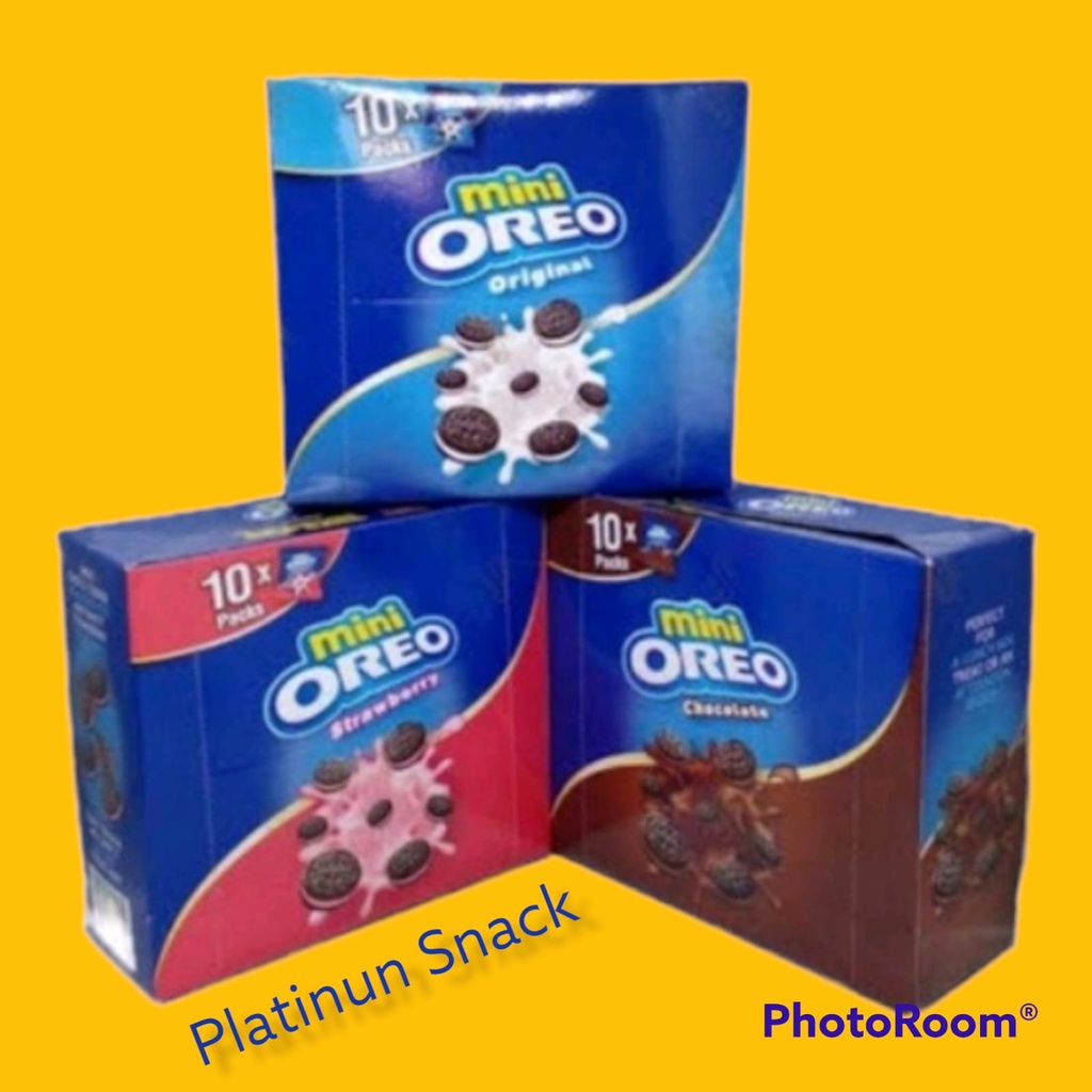 Mini Oreo Original, Chocolate, Strawberry 204g (10 packs x 20.4g)