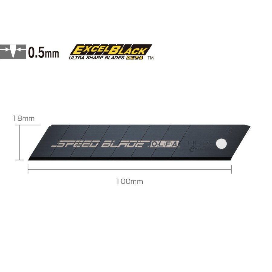 

RB OLFA LFB-5B Refill Cutter 18mm (5pcs/pack) Spare Excel Black Fluorine Coated 18 mm