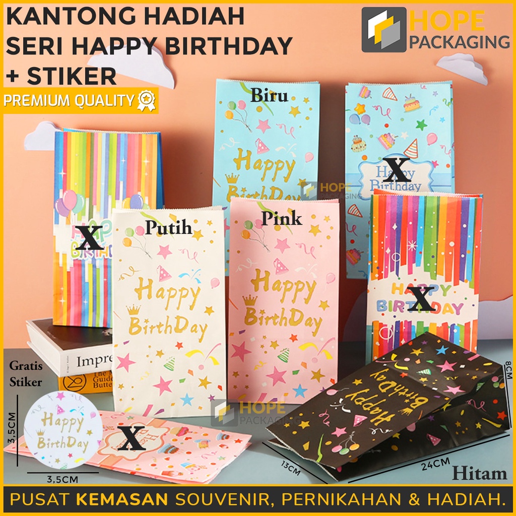 [ISI 5 pcs] Paper Bag Hadiah Natal + Sticker 24 x 13 x 8 cm Kemasan Kertas Bermotif Lucu Kantong Hadiah paperbag