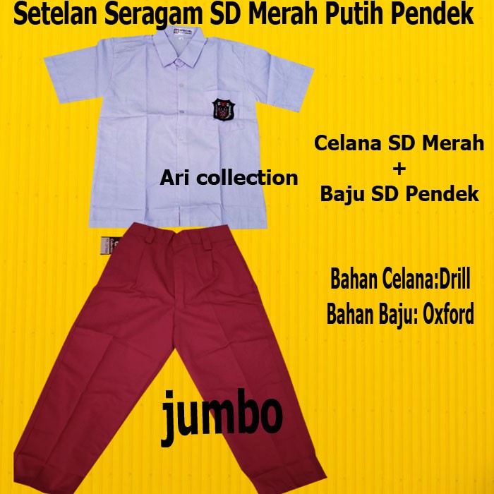 SETELAN SERAGAM SEKOLAH SD MERAH PUTIH LENGAN PENDEK LAKI LAKI-SERAGAM SD LAKI LAKI LENGAN PENDEK-SE