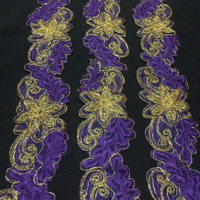 Renda Bordir Meteran kombinasi Gold