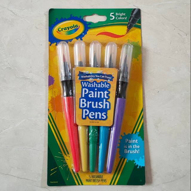 

Crayola washable paint brush pens kuas dengan cat 5 bright colors