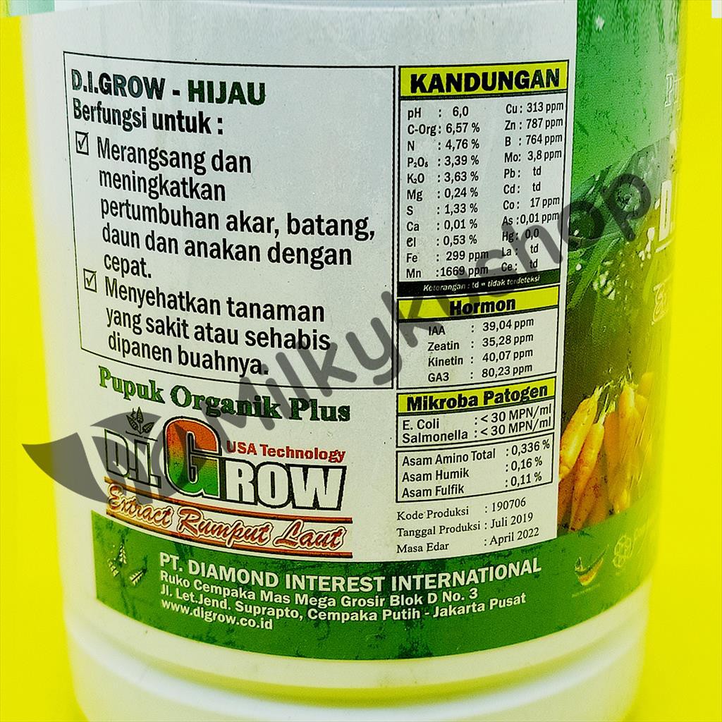 PUPUK ORGANIK PLUS DI GROW HIJAU 500 ML CAIR DIGROW