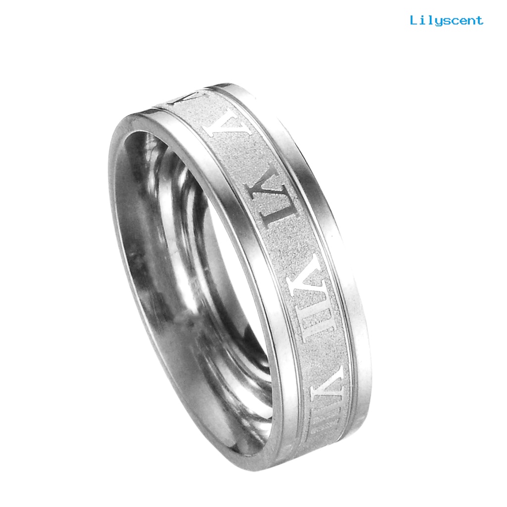 Ls Cincin Bahan Stainless Steel Desain Angka Romawi Gaya Simple Untuk Pria