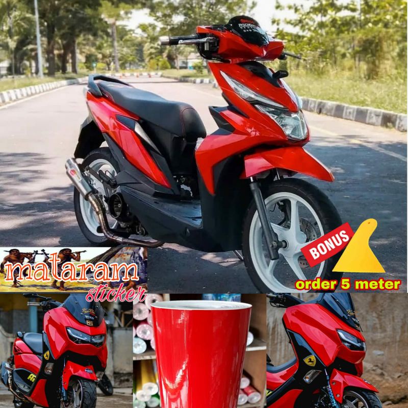 STIKER SKOTLET MOTOR WARNA MERAH / SKOTLET MOTOR MERAH GLOSS / DOF / STIKER MOTOR MERAH GLOSSY / DOP