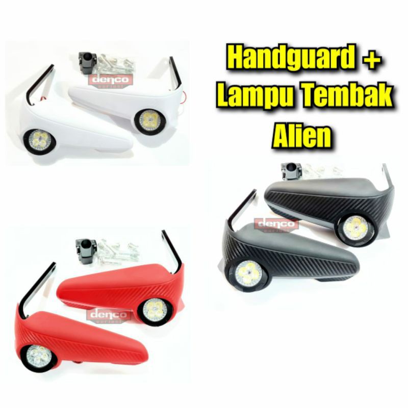 Handguard klx motor + led lampu  model cangkul handguard lampu tembak 4 mata led putih set universal