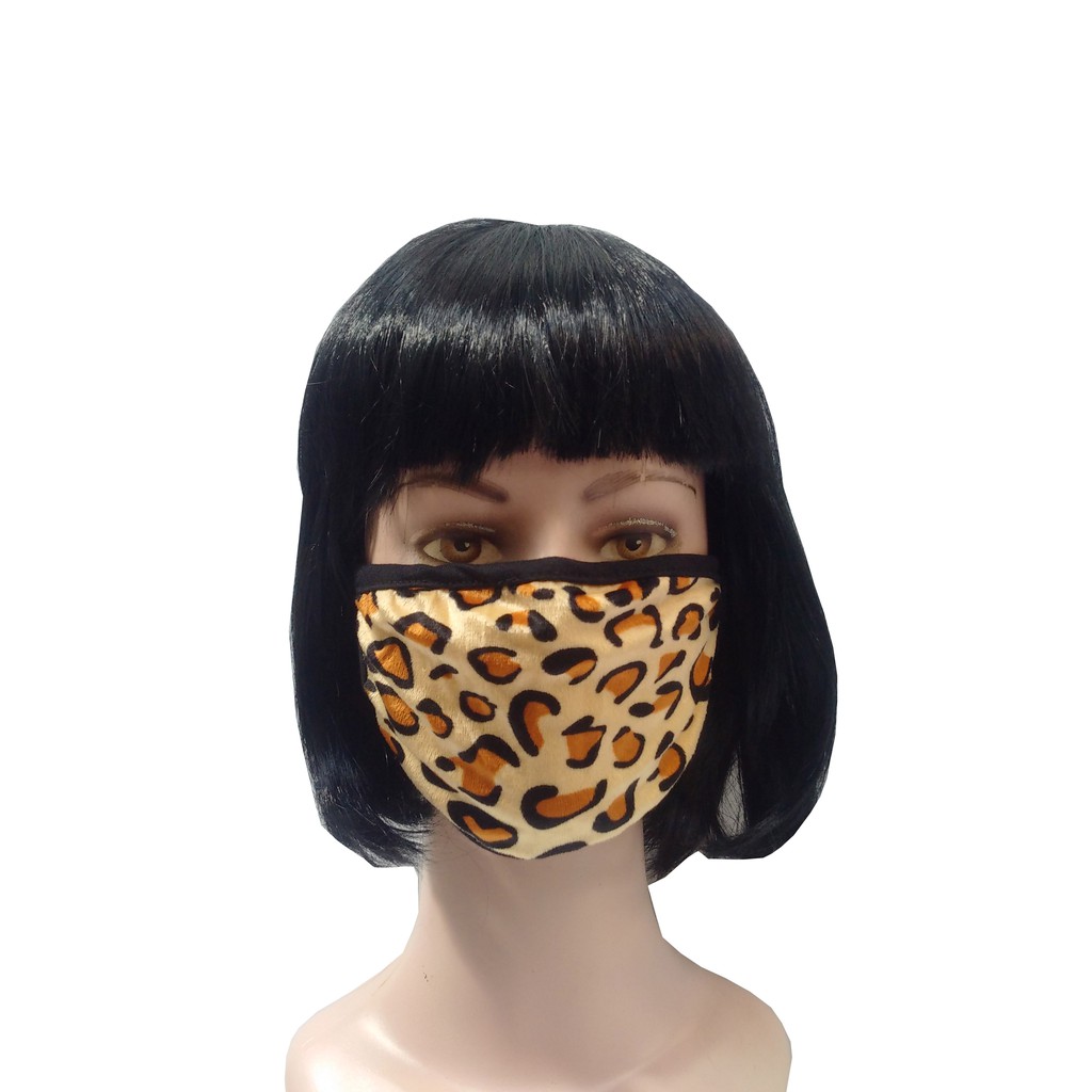 Masker Kain 3 Lapis/ply Katun Motif Cheetah - Bahan Lembut - Tebal