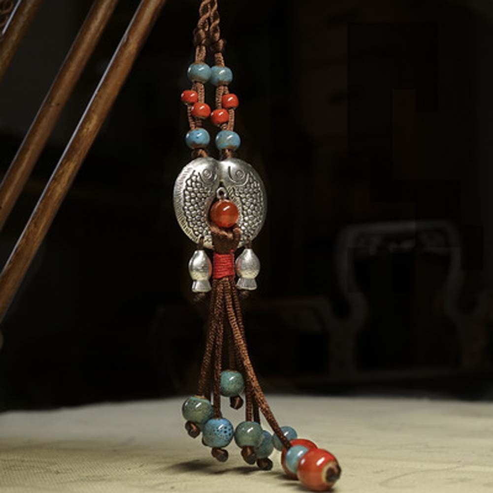 Women Fashion New Silver Fish Shape Ceramic Necklace Sweater Chain