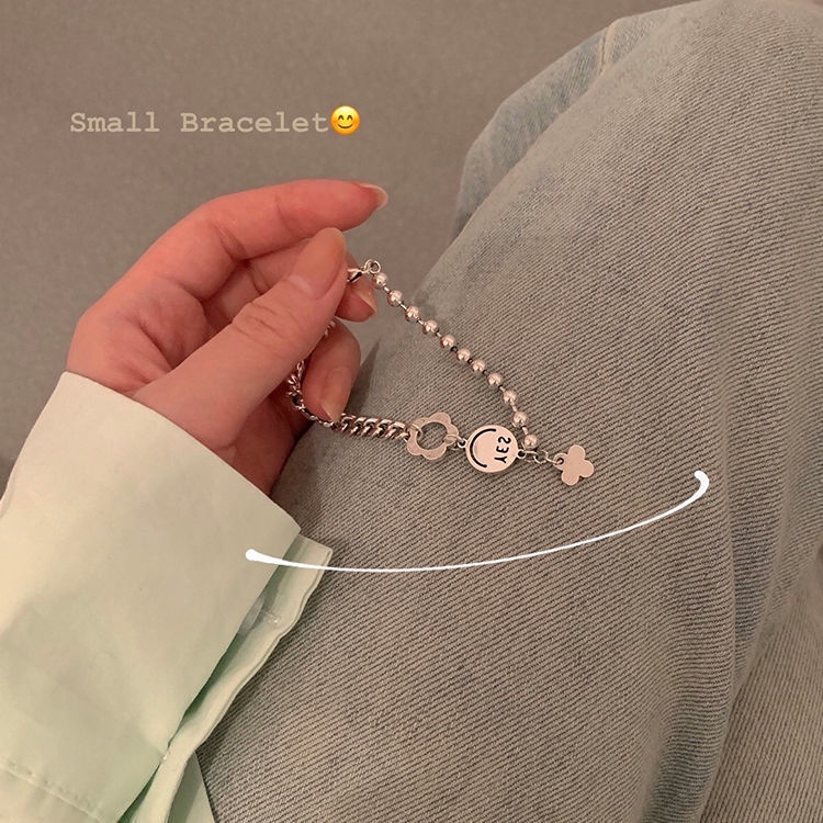 Niche desain bunga Smiley gelang untuk wanita 2021 Baru In bermutu tinggi gaya dingin gelang rantai