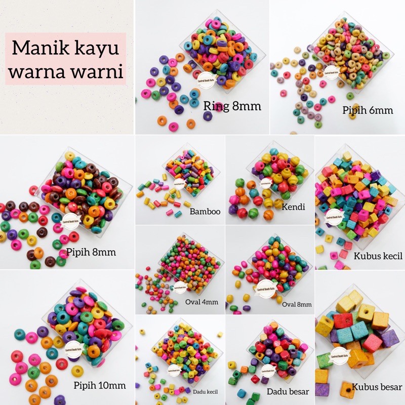 (50gram) MANIK KAYU WARNA WARNI