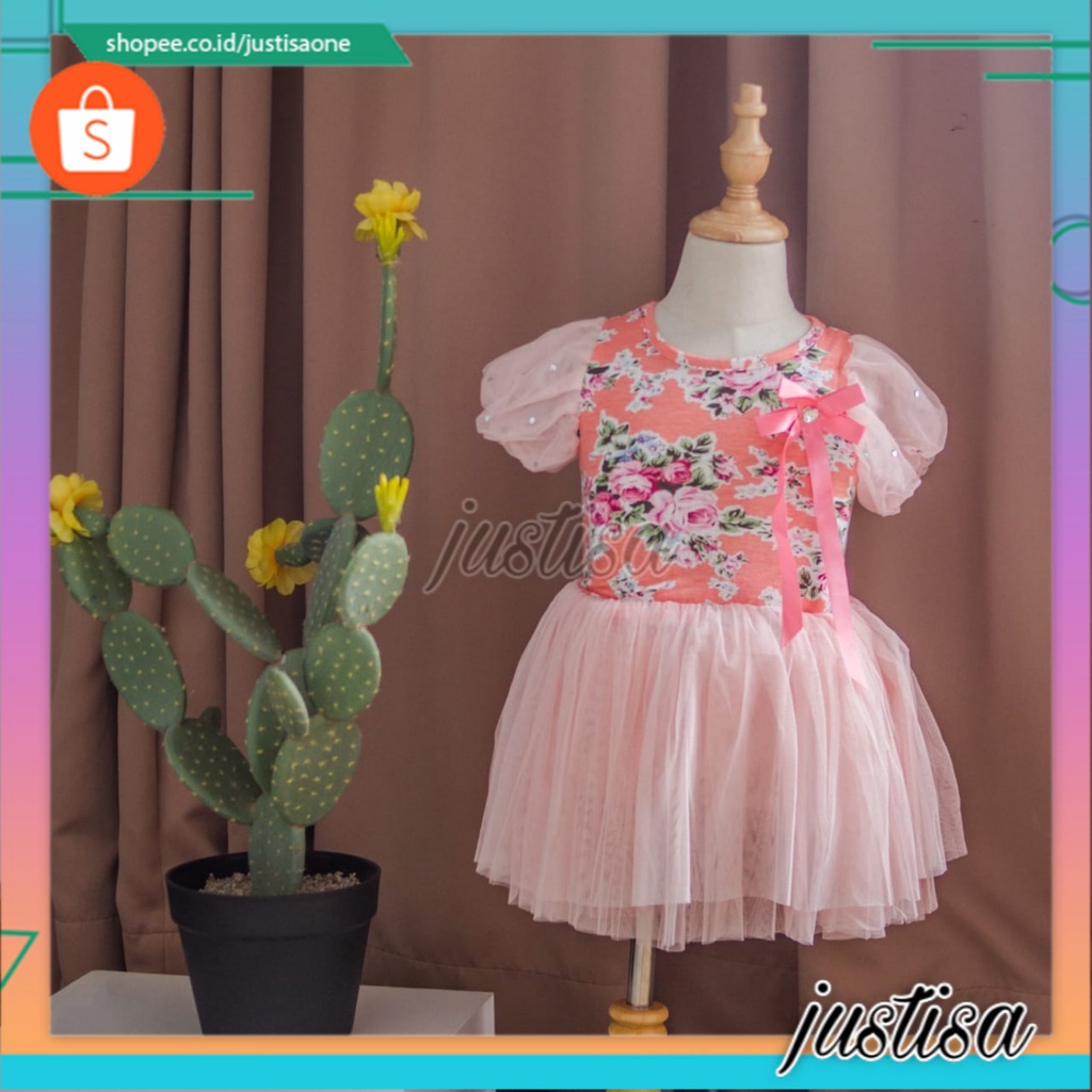 Promo !! Dress anak perempuan/ dress anak hits/ Dress pinky rose party import uk 3-5thn