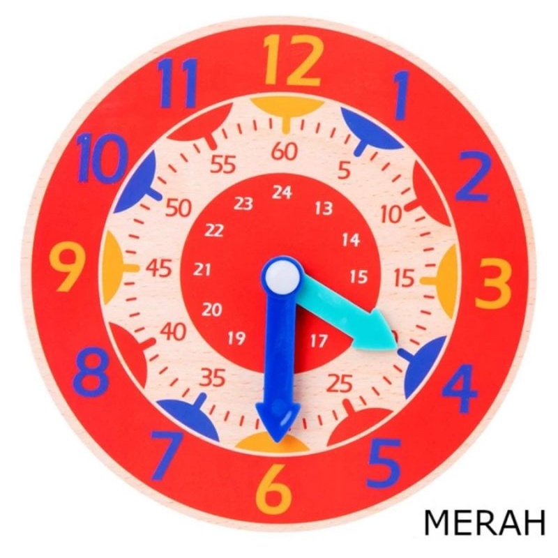 MAINAN JAM DINDING EDUKASI ANAK UNTUK MENGENAL WAKTU / WOODEN CLOCK, Mainan Jam Kayu / Belajar Jam / Wooden Clock / Mainan Edukasi