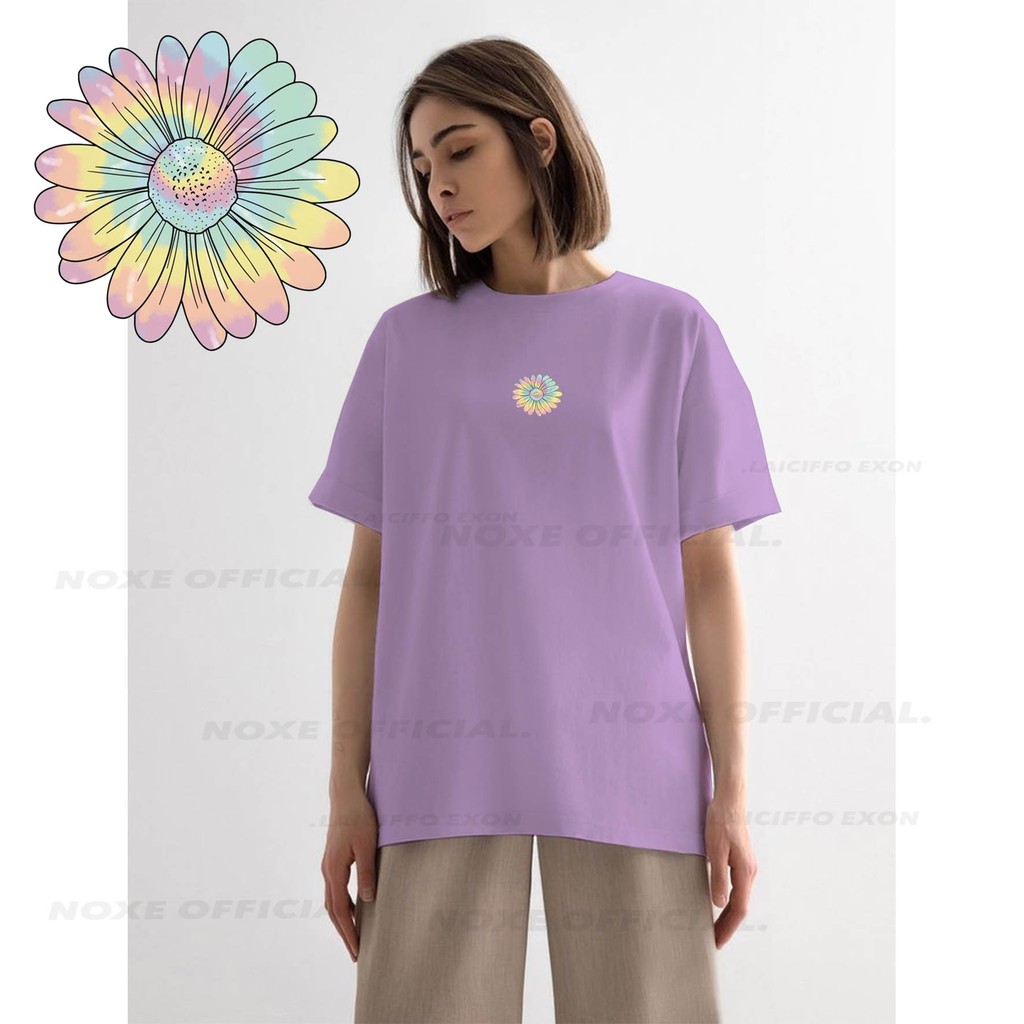 BAJU KAOS ADEM PRIA DAN WANITA / OVERSIZED TEE / KAOS BIG SIZE MOTIF BUNGA RAINBOW