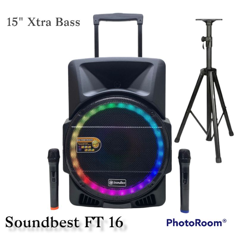 Speaker Portable 15 inch Soundbest FT 16 Bluetooth XBass 2 Mic Wireless Original FT 15 / FT 16DAT