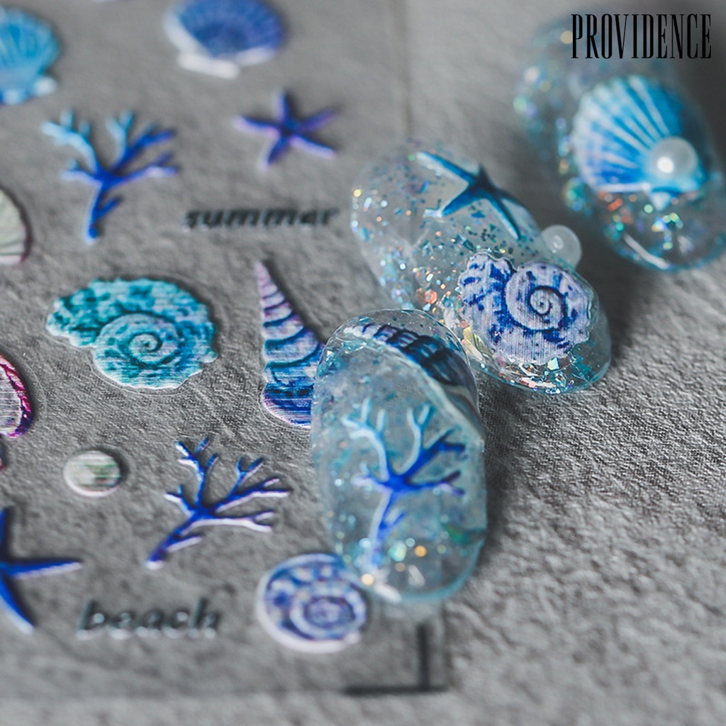 Providence Nail Sticker Vivid Images Ultra Thin Blue Summer Ocean Series Waves Shell Starfish Decals for Manicure