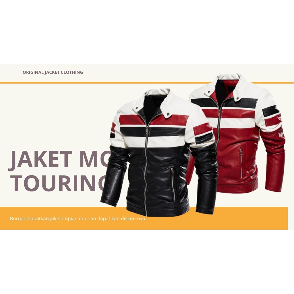 jaket kulit pria motor sport semi kulit jaket pria kulit sintetis import jaket club motor kombinasi