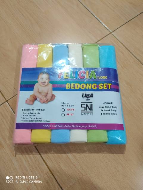 Bedong bayi Felicia Rainbow Motif polos warna muda dan tua (6pcs)