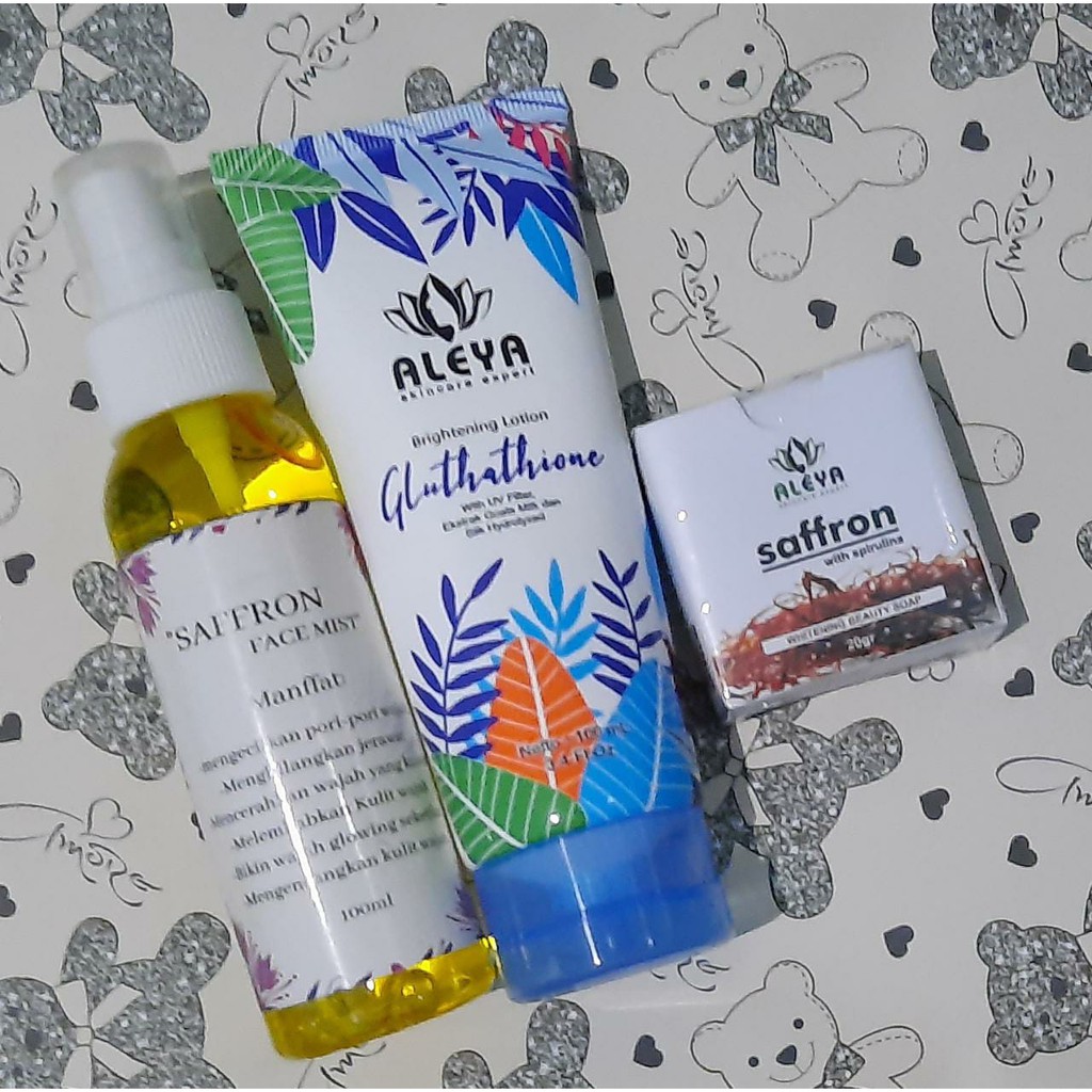 Paket 1_ Sabun Saffron Aleya Pemutih Wajah+Lotion Aleya Original BPOM+Face Mist 100% Asli