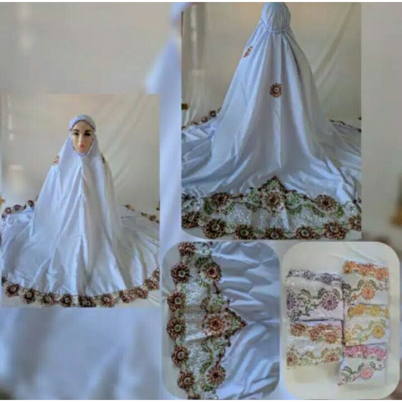 MUKENA POLINO DEWASA BORDIR BUNGA MATAHARI | MUKENA POTONGAN