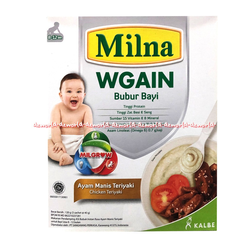 Milna Wgain Ayam Manis Teriyaki Ayam Bayam 120gr bubur bayi Penambah berat badan bayi