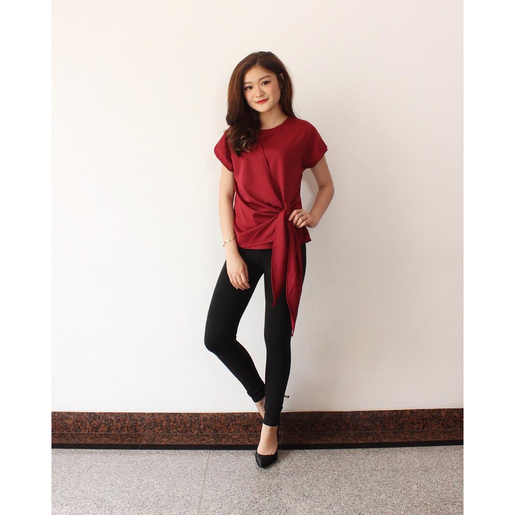 Baju wanita blouse wanita scuba merah maroon biru navy