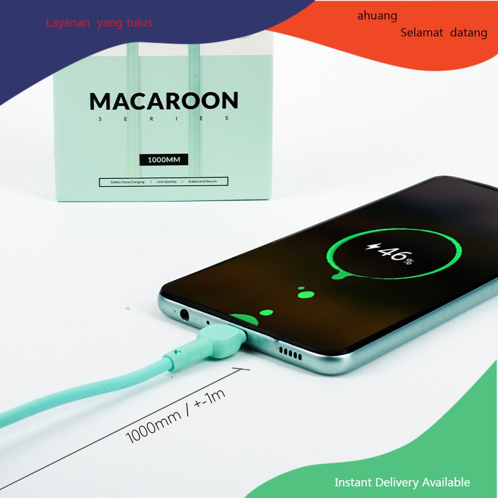 ahuang toko / Macaroon Series / Cable Charge IOS 2.4A / Kabel Data Charger 1M - Iphone  KLGO /  S-7