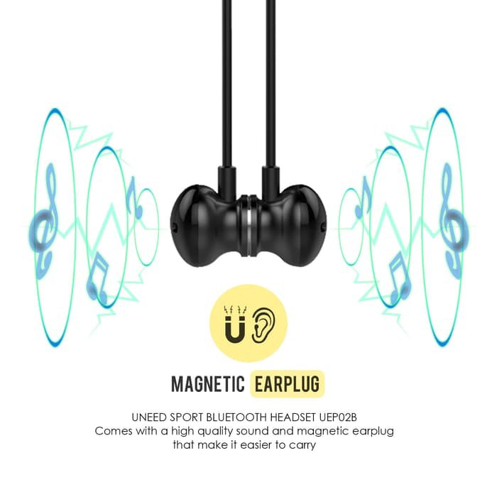 UNEED Sport Bluetooth Earphone Headset Handsfree UEP02B Black