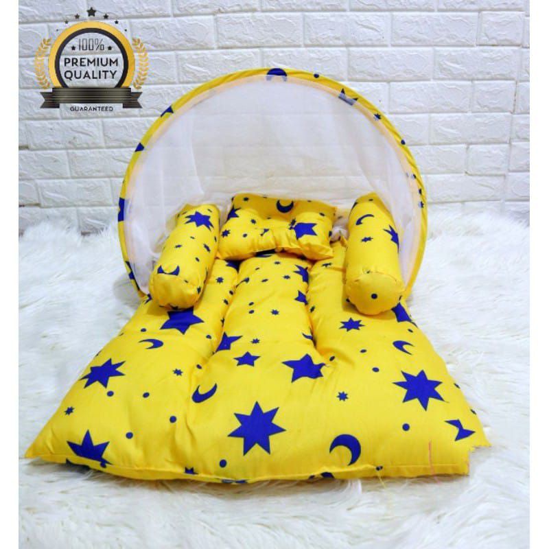 SET Kasur Bayi Lipat Kelambu Dan Bantal Anti Peang Murah