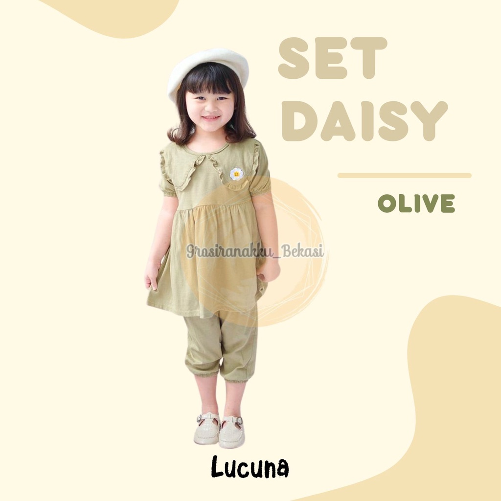 Setelan Anak Lucuna Daisy Warna Olive 1-5tahun