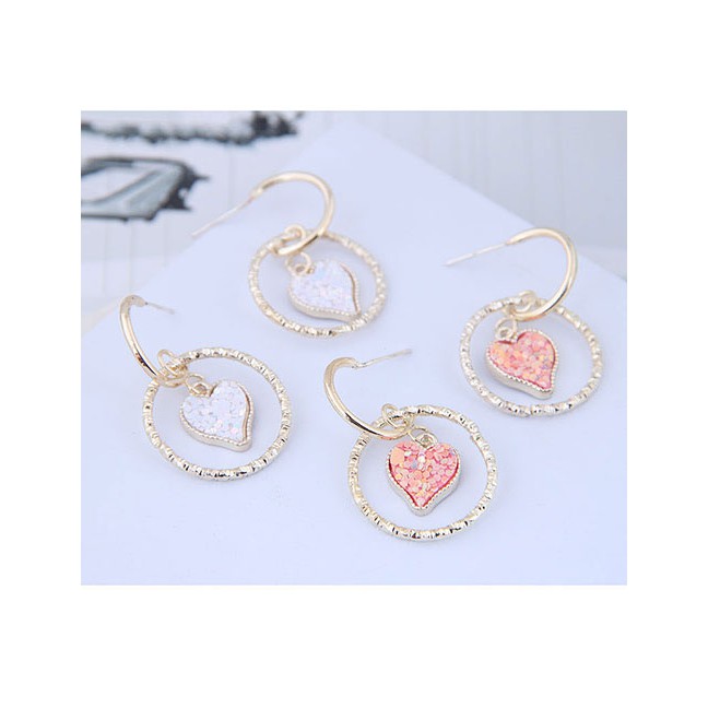 LRC Anting Tusuk Fashion 925 Silver Needle Circle Love Earrings A59312