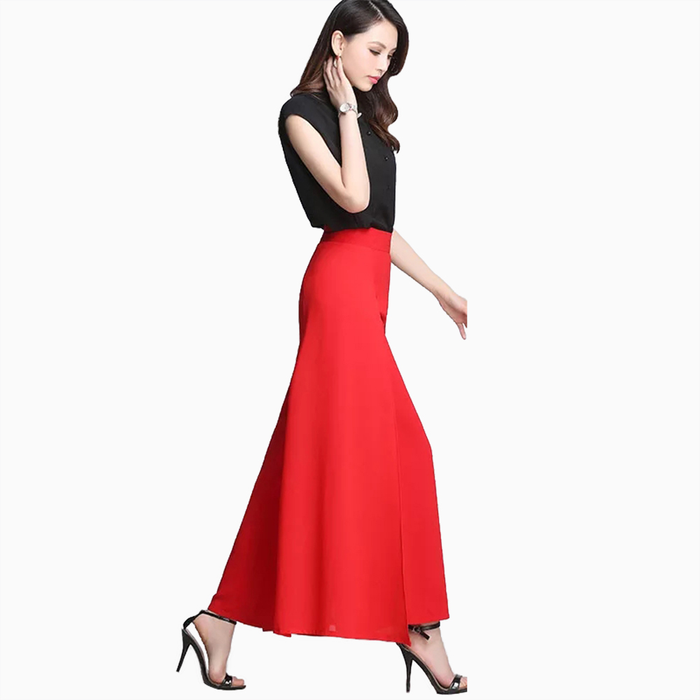 Celana Panjang gaya korea kombinasi sifon dewasa -  Nita - Merah - Jf