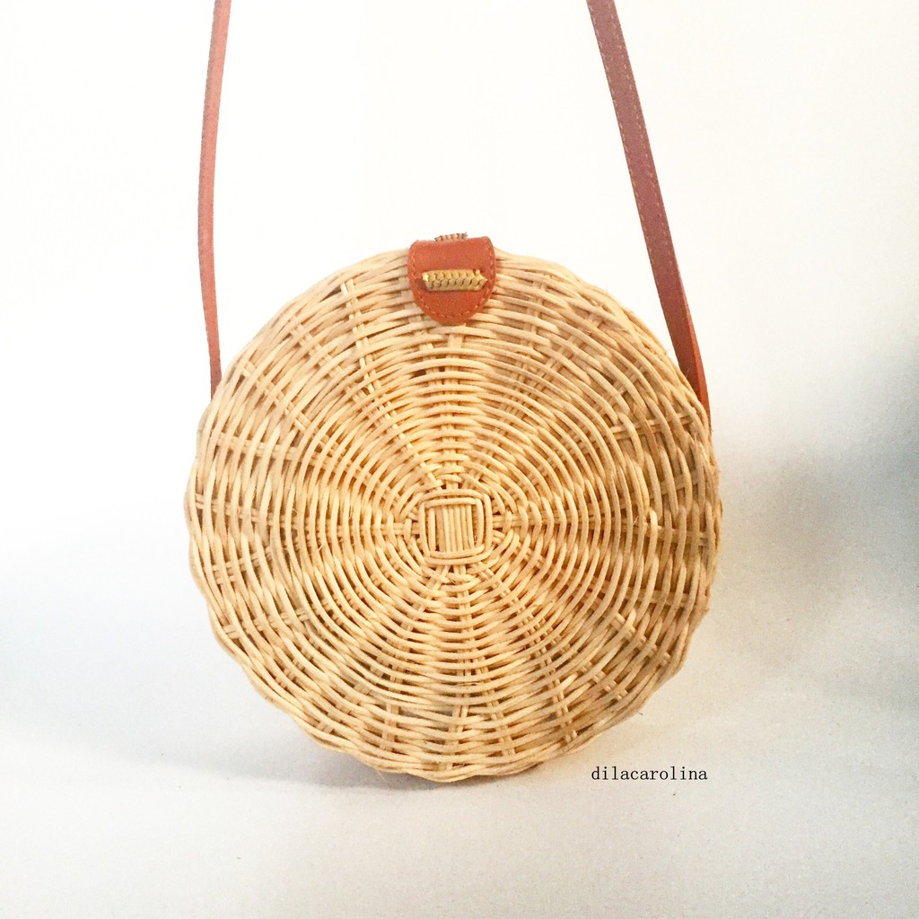  Tas  Rotan  Yuna Rattan Round Sling Bag Bali  Murah Shopee  