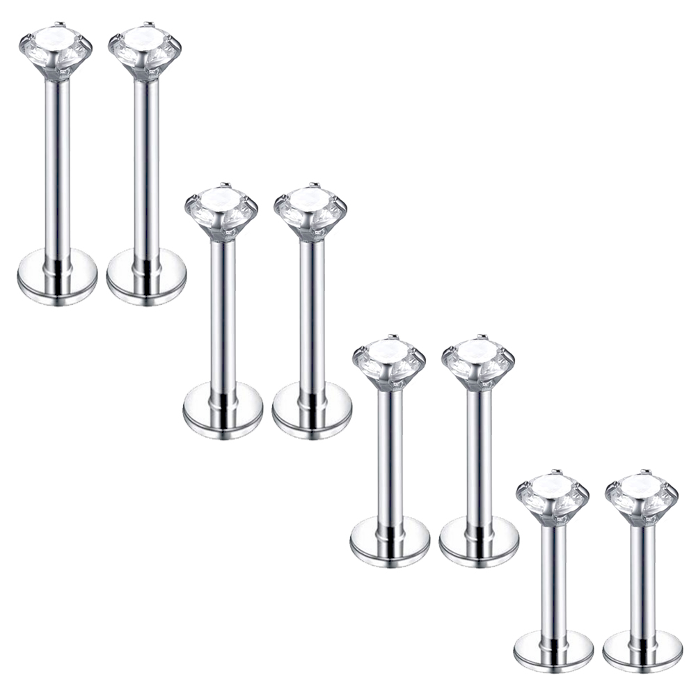 8pcs / Set Anting Stud Kristal Berlian Imitasi Bahan Stainless Steel Untuk Bibir Telinga