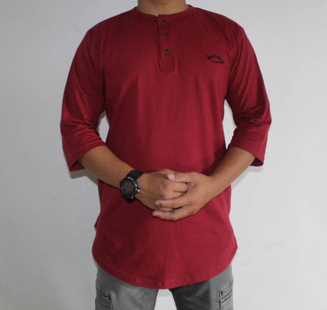 Kaos polos lengan 3/4 model kurta