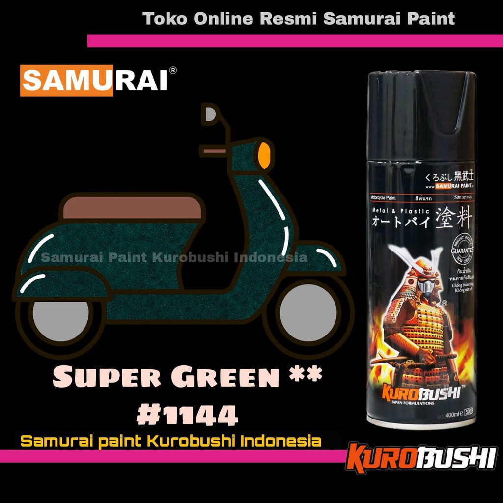 Samurai Paint METALLIC SUPER GREEN 1144 Warna Hijau Metalik Cat Semprot Aerosol Samurai